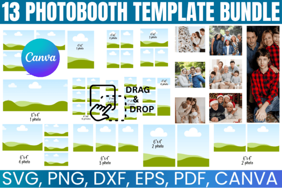 13 Photobooth Template Bundle: Editable Canva Frames for Events