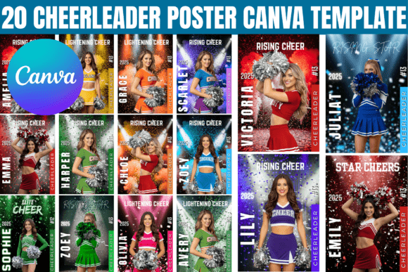 20 Cheerleader Poster Canva Template: Create Custom Team Graphics
