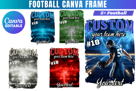 6 Football Mascot Canva Editable Templates: Design Team Spirit