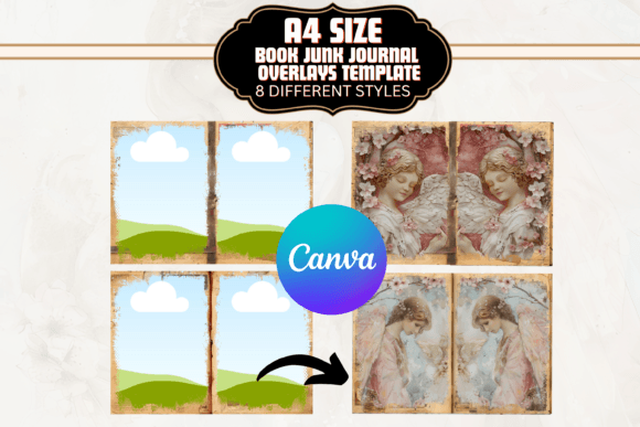 A4 Junk Journal Overlay Canva Template: Instant Vintage Charm