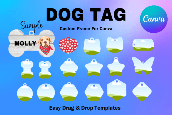 Custom Dog Tag Canva Frame Templates for Pet Projects