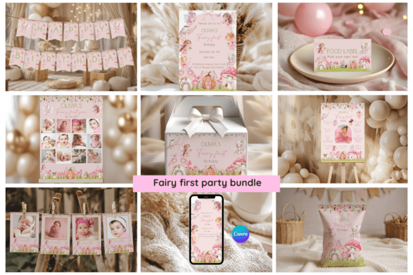 Design a Magical First Birthday: The All-in-One Fairy First Party Bundle Editable