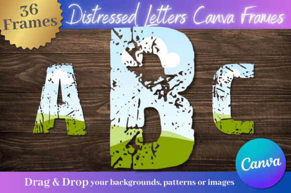 Distressed Letters & Number Canva Frames: A Designer's Toolkit