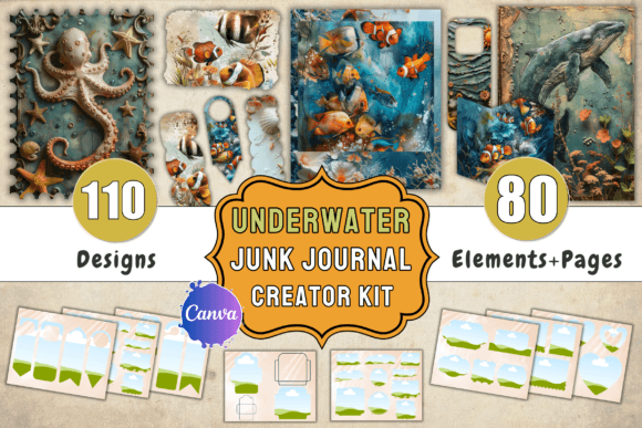 Dive into Design: Mastering the Underwater Junk Journal Kit Canva