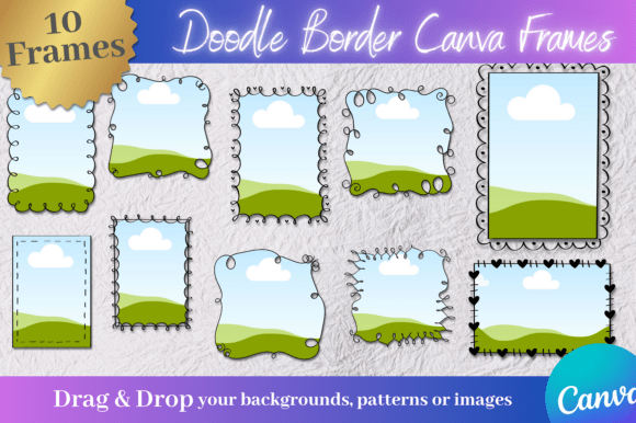 Elevate Your Projects with 10 Hand Drawn Doodle Border Canva Frames