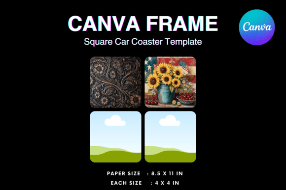 Square Car Coaster Canva Frame: Your DIY Design Solution
