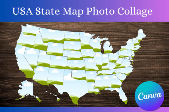 USA Map Canva Photo Collage Template: Creative Design Guide